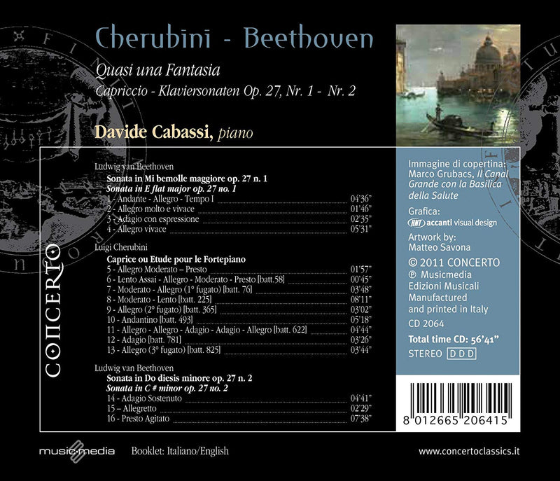 Davide Cabassi (Piano) - Capriccio,Quasi Una Fantasia (Sonata In Mi Bemolle Maggiore Op.27 No.1... Cd 8012665206415