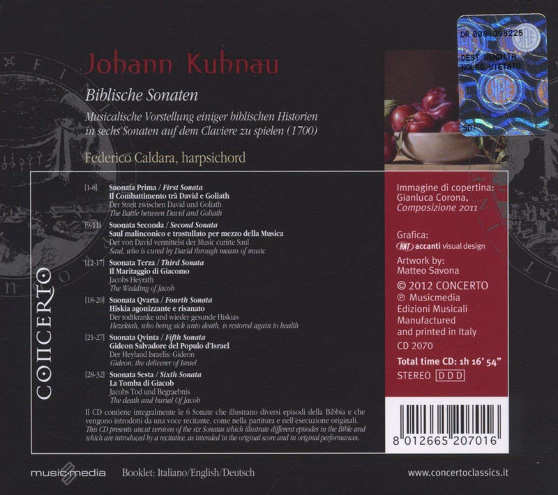Federico Caldara( Clavicembalo), Luciano Bertoli( Vocals) - Biblische Sonaten (The Biblical Sonatas) Cd 8012665207016
