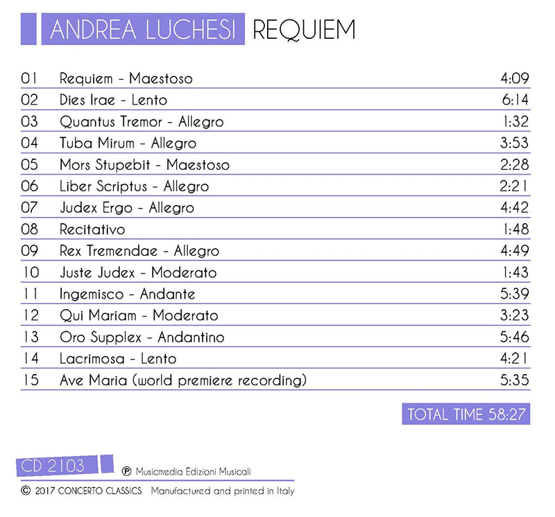 Roberta Canzian( Soprano), Elena Biscuola( Mezzosoprano), Riccardo Botta( Tenore - Requiem Cd 8012665210313