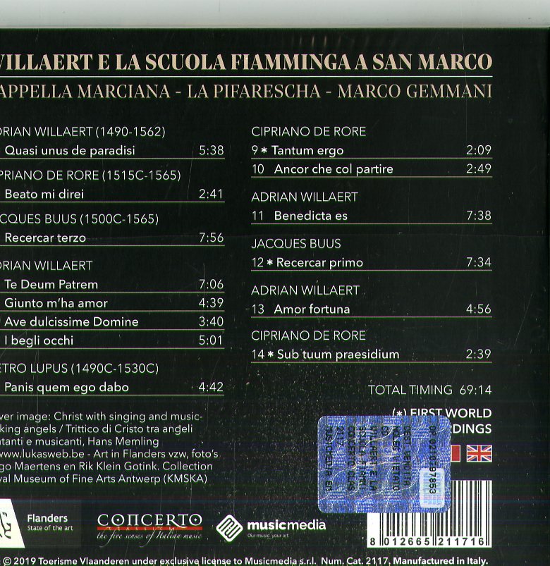 Willaert Adrian - Willaert E La Scuola Fiamminga A San Marco Cd 8012665211716