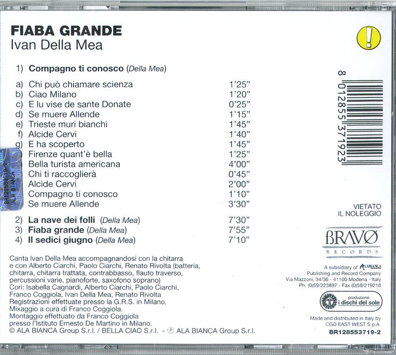 Della Mea Ivan - Fiaba Grande Cd 8012855371923