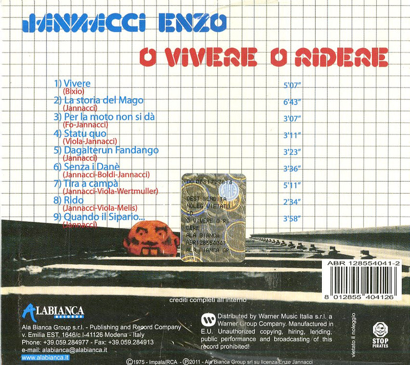 Jannacci Enzo - O Vivere O Ridere Cd 8012855404126