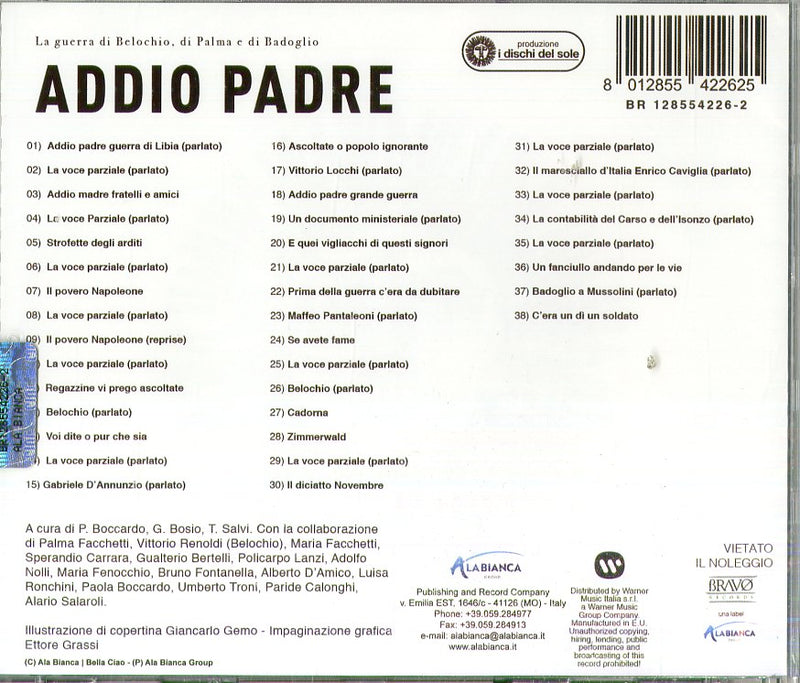 Compilation - Addio Padre (Ri-Masterizzato) Cd 8012855422625