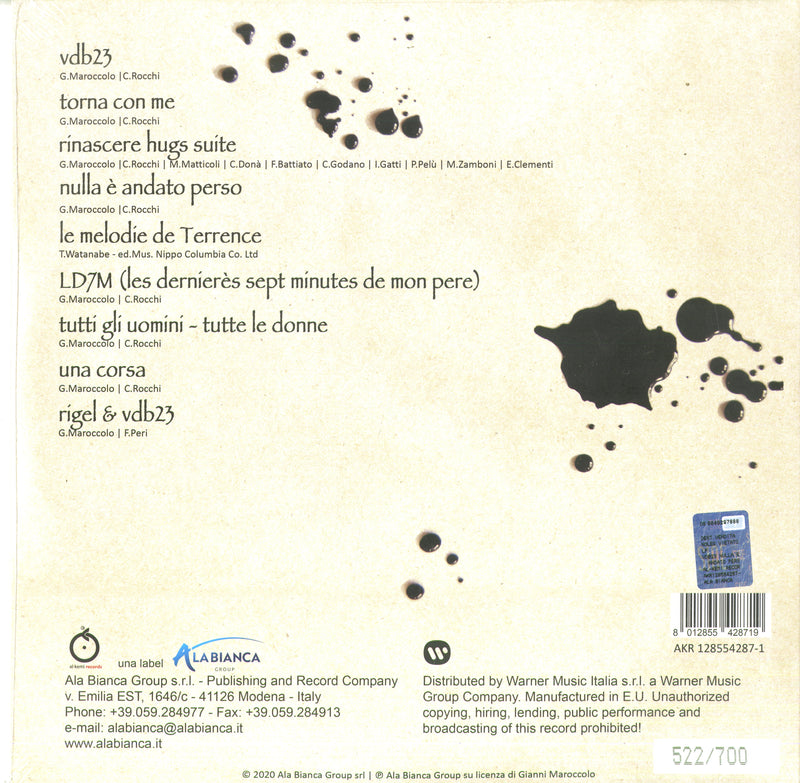 Maroccolo Gianni & Rocchi Claudio - Vdb23, Nulla Ãˆ Andato Perso (180 Gr. Vinyl Black Limited Edt.) (Rsd 2020) Lp 8012855428719