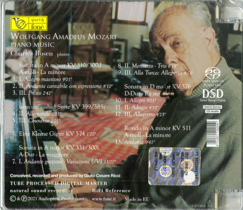 Rosen Charles - Wolfgang Amadeus Mozart Piano Music (Sacd) Cd 8012871002559