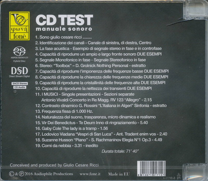 Ricci Giulio Cesare - Cd Test (Sacd) Cd 8012871017157