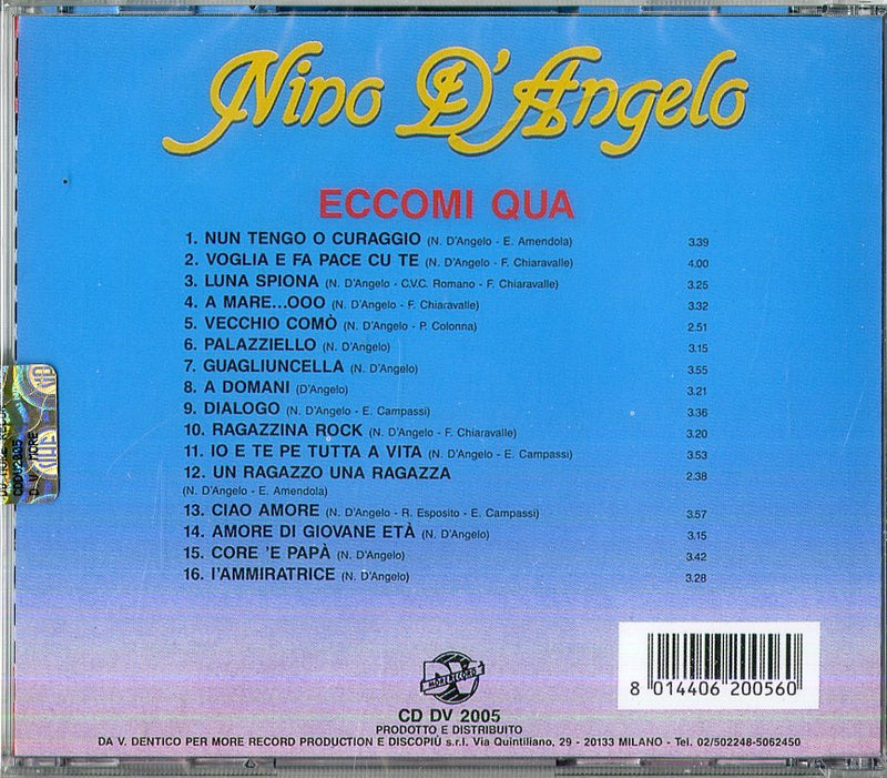 D'Angelo Nino - Eccomi Qua Cd 8014406200560