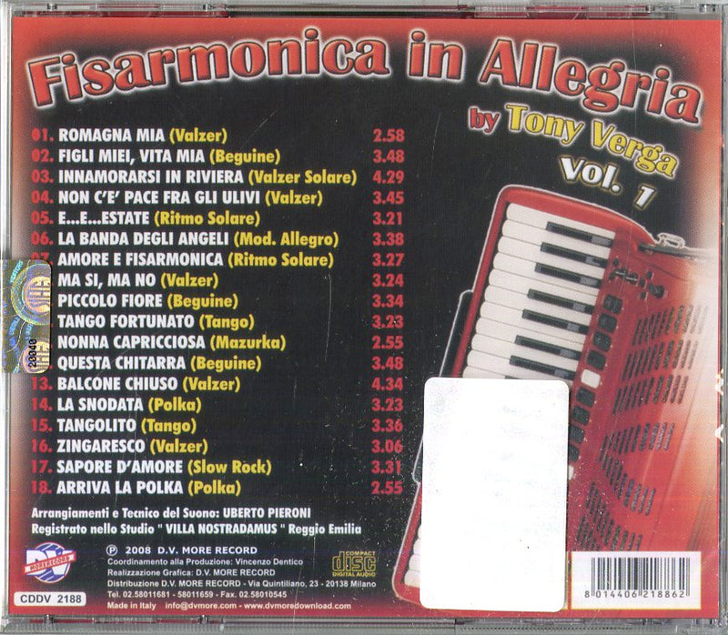 Verga Tony - Fisarmonica In Allegria Vol 1 Cd 8014406218862