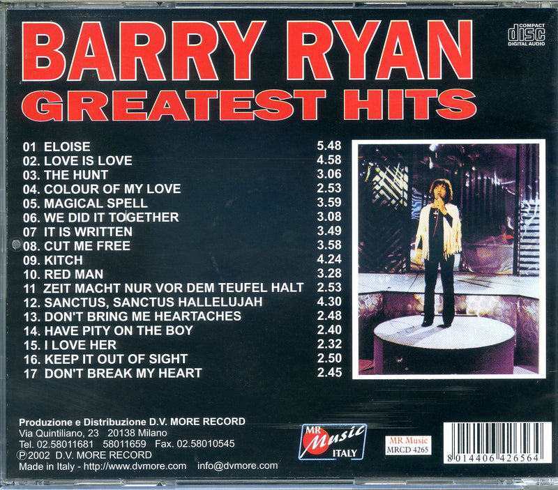 Ryan Barry - Greatest Hits Cd 8014406426564