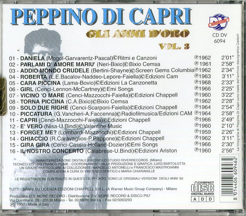 Di Capri Peppino - Gli Anni D'Oro Vol.3 CD 8014406609462