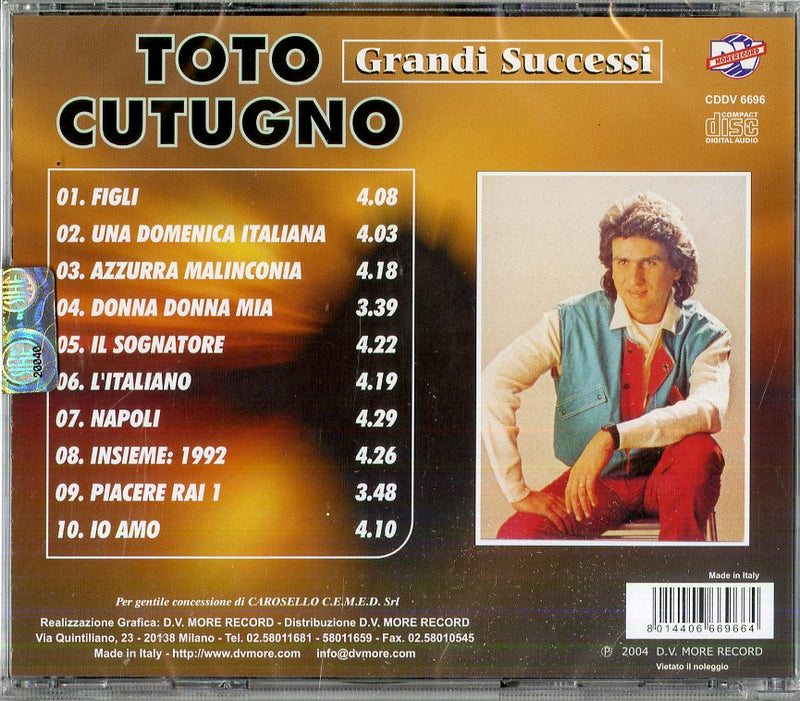 Cutugno Toto - Grandi Successi Cd 8014406669664