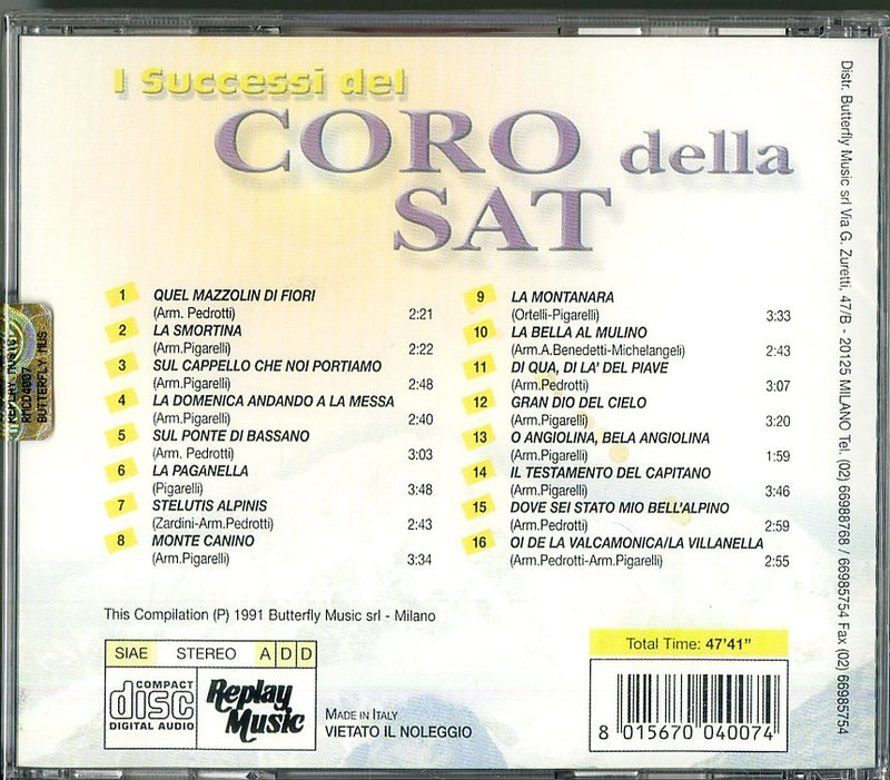 Coro Della Sat - I Successi Del Coro Della Sat Cd 8015670040074