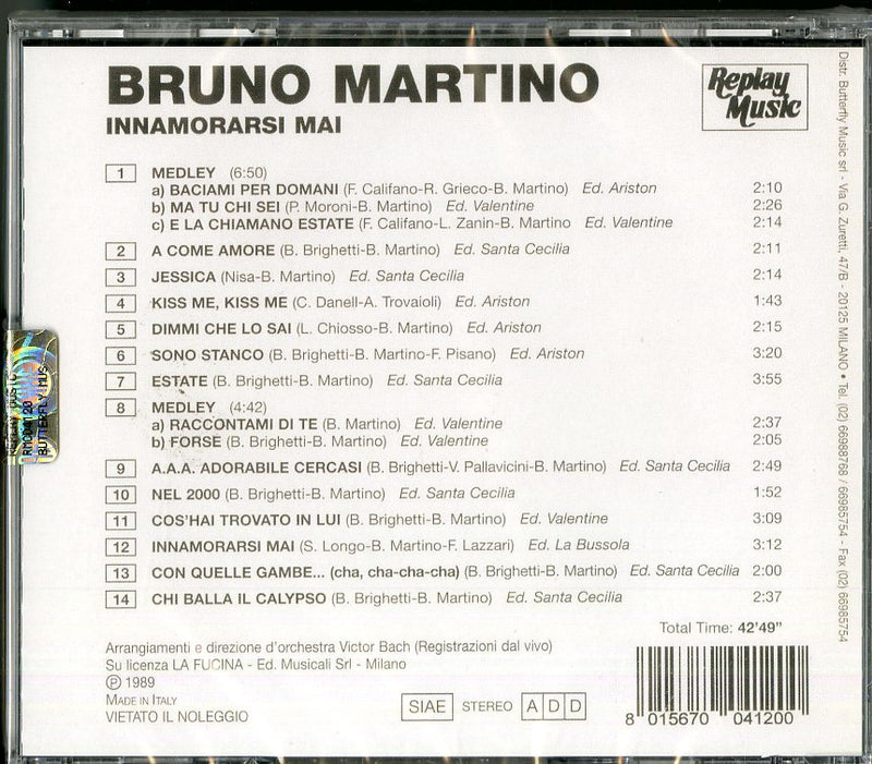 Martino Bruno - Innamorarsi Mai Cd 8015670041200