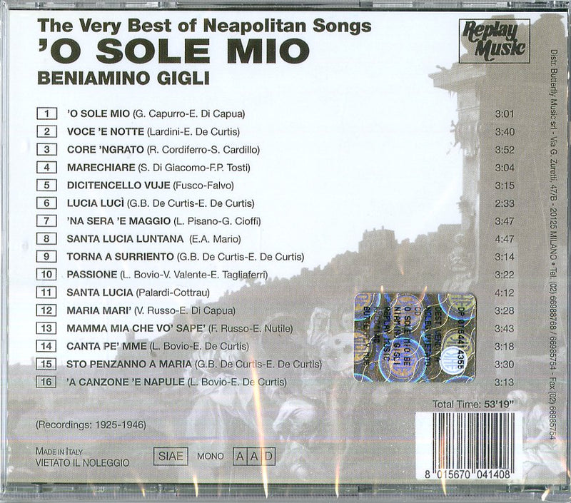 Gigli Beniamino - O Sole Mio CD 8015670041408