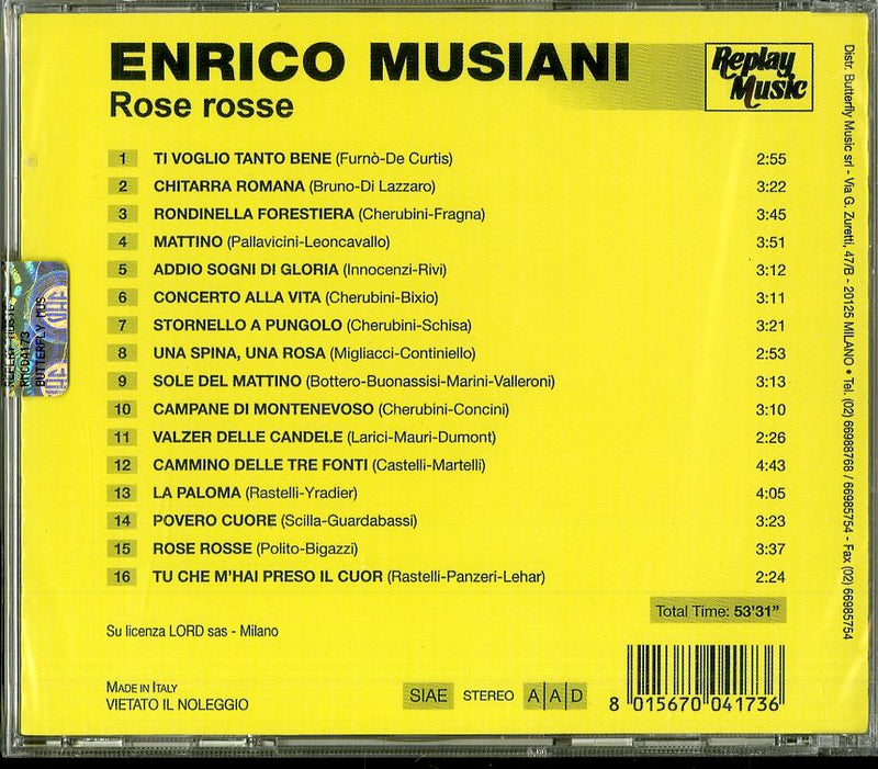 Musiani Enrico - Rose Rosse Cd 8015670041736