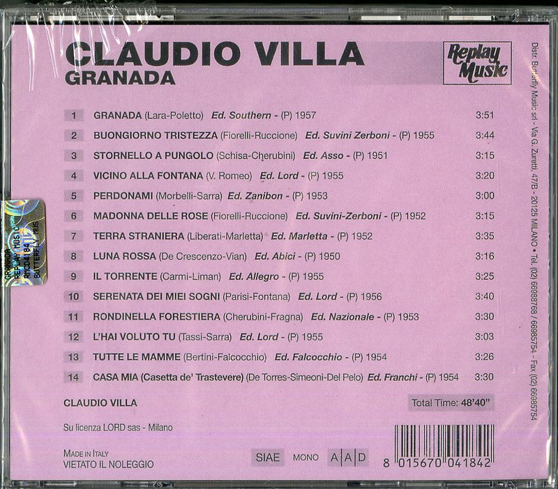 Villa Claudio - Granada Cd 8015670041842