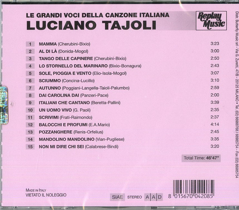 Tajoli Lucaiano - Le Grandi Voci . Luciano Tajoli CD 8015670042085