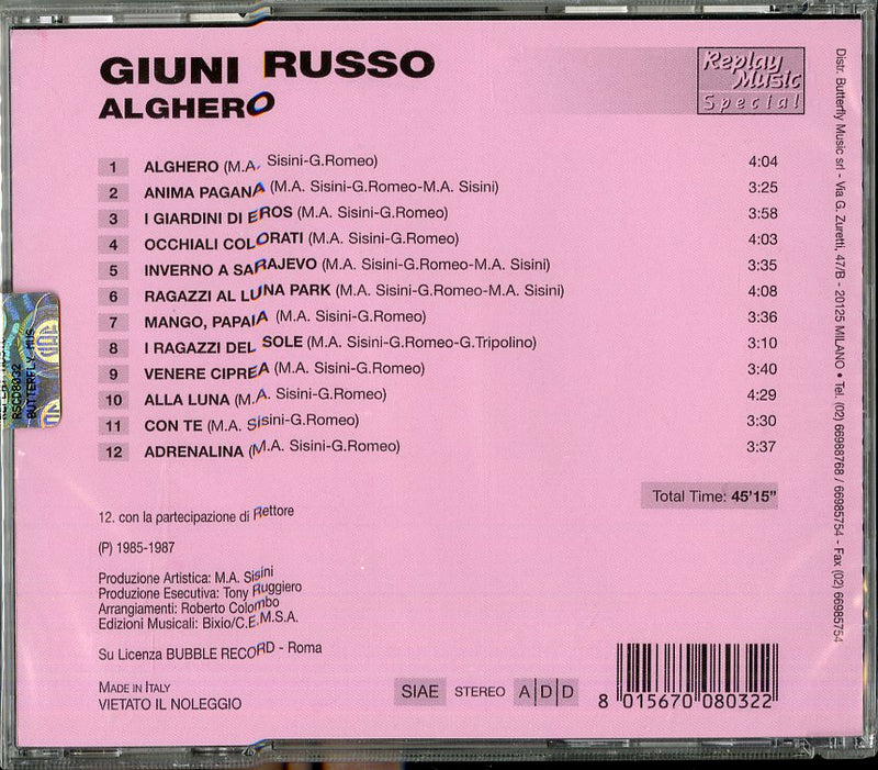 Russo Giuni - Alghero CD 8015670080322