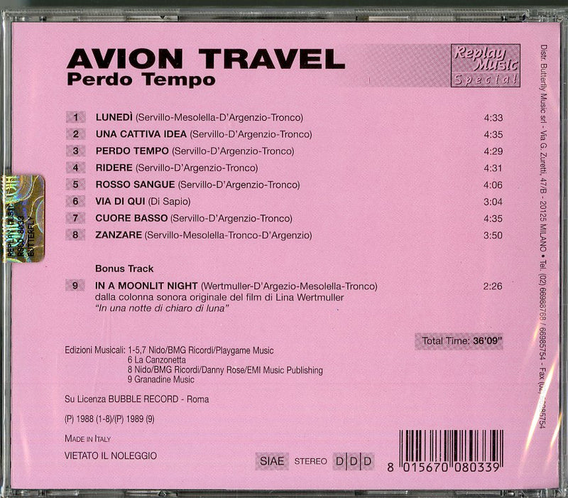 Avion Travel - Perdo Tempo Cd 8015670080339