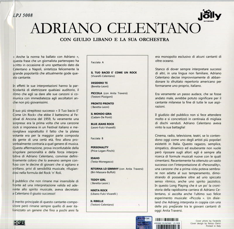 Celentano Adriano - Con Giulio Libano E La Sua Orchestra (180 Gr. Vinyl Blue Limited Edt.) Lp 8016158215175