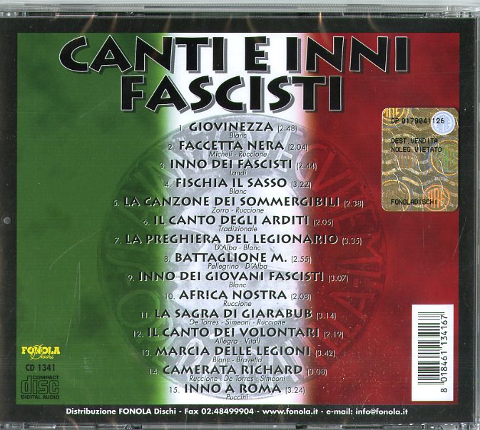 Compilation - Inni E Canti Fascisti Cd 8018461134167