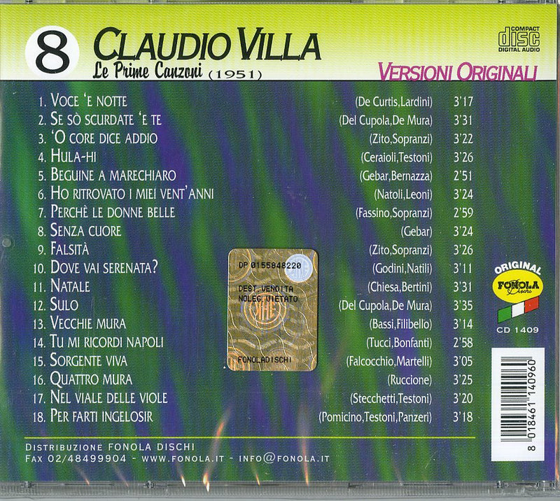 Villa Claudio - Prime Canzoni V.8 Cd 8018461140960