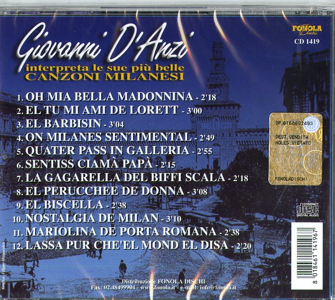 D'Anzi Giovanni - Giovanni D'Anzi Cd 8018461141967