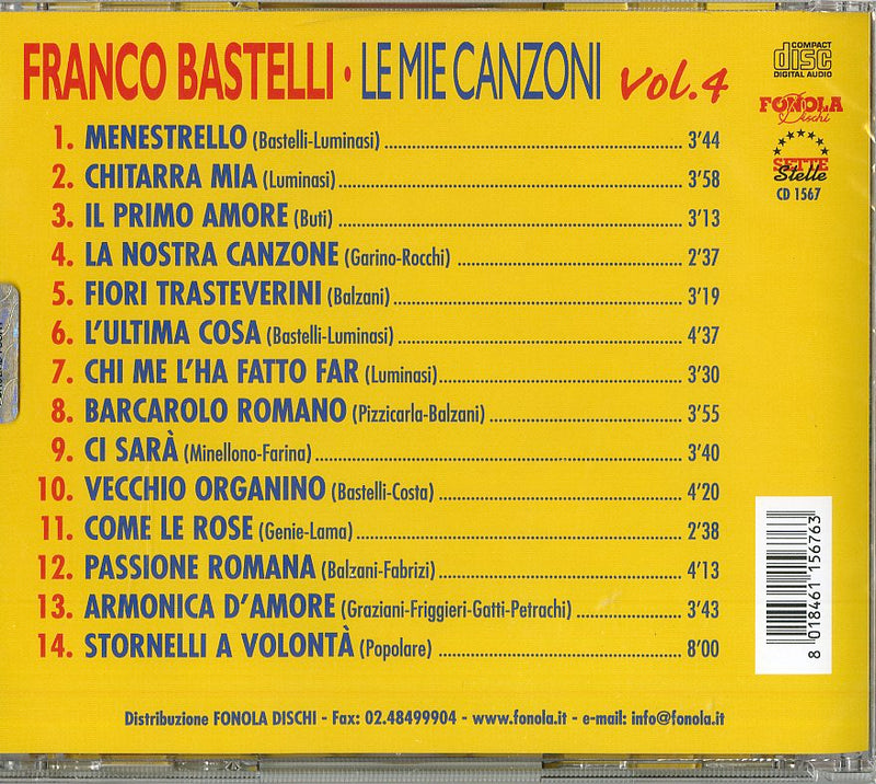 Bastelli Franco - Le Mie Canzoni Vol.4 Cd 8018461156763