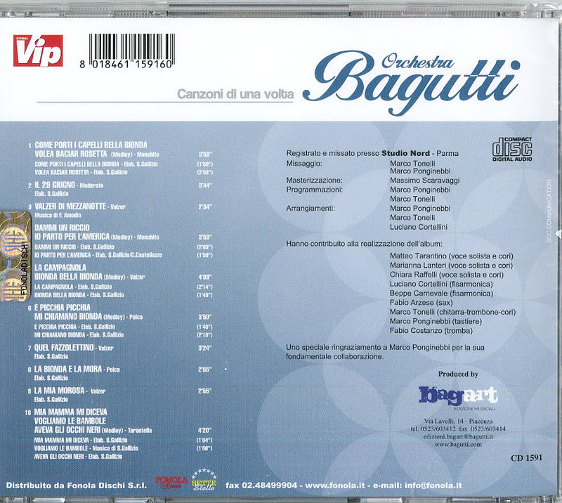 Orchestra Bagutti - Canzoni Di Una Volta CD 8018461159160