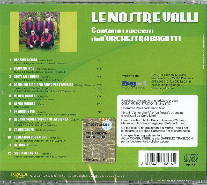 Le Nostre Valli - I Successi V.1 Dell'Orchestra Bagutti CD 8018461168162