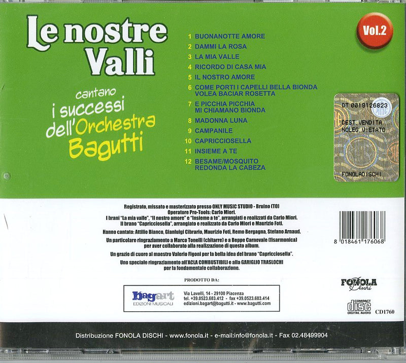 Le Nostre Valli - I Successi V.2 Dell'Orchestra Bagutti Cd 8018461176068