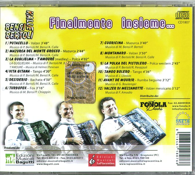 Bertoli,Bensi,Kalle - Finalmente Insieme CD 8018461180768