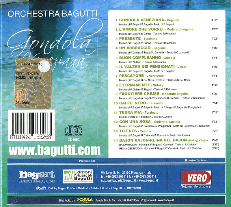 Orchestra Bagutti - Gondola Veneziana Cd 8018461185268