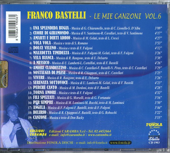 Bastelli Franco - Le Mie Canzoni Vol.6 Cd 8018461190361