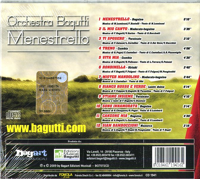 Orchestra Bagutti - Menestrello Cd 8018461194161