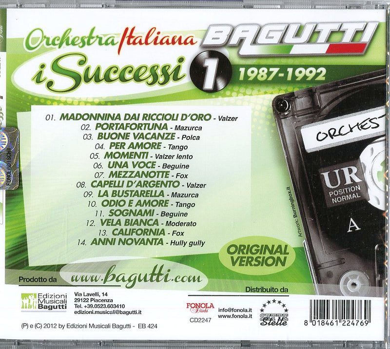 Orchestra Bagutti - I Successi Vol.1 1987-1992 Cd 8018461224769