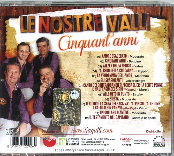 Le Nostre Valli - Cinquant'Anni Cd 8018461229269