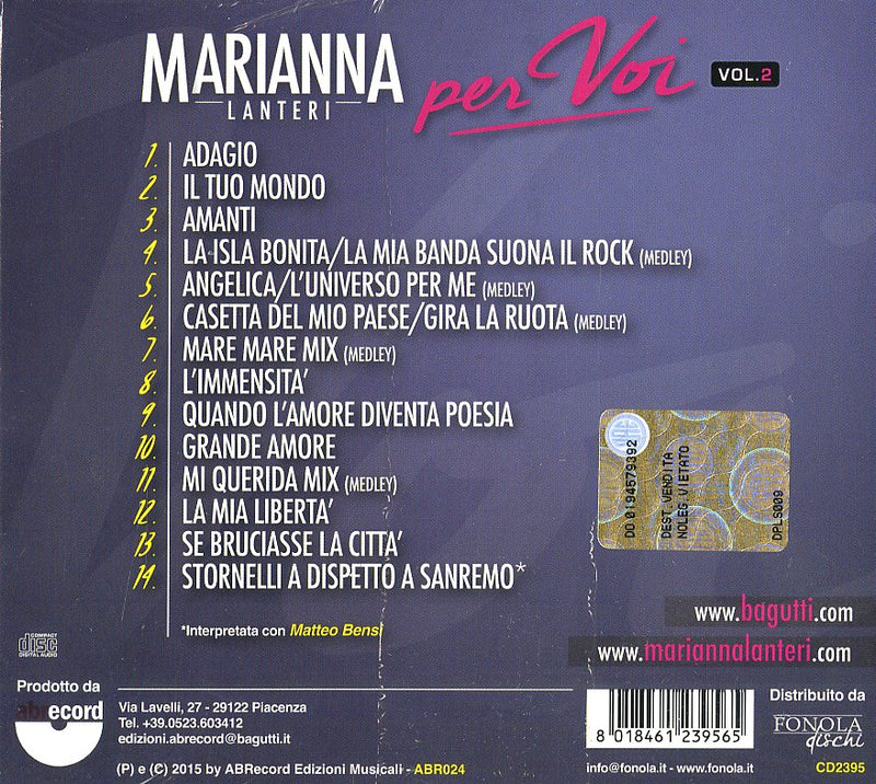 Marianna Lanteri - Per Voi Vol.2 Cd 8018461239565