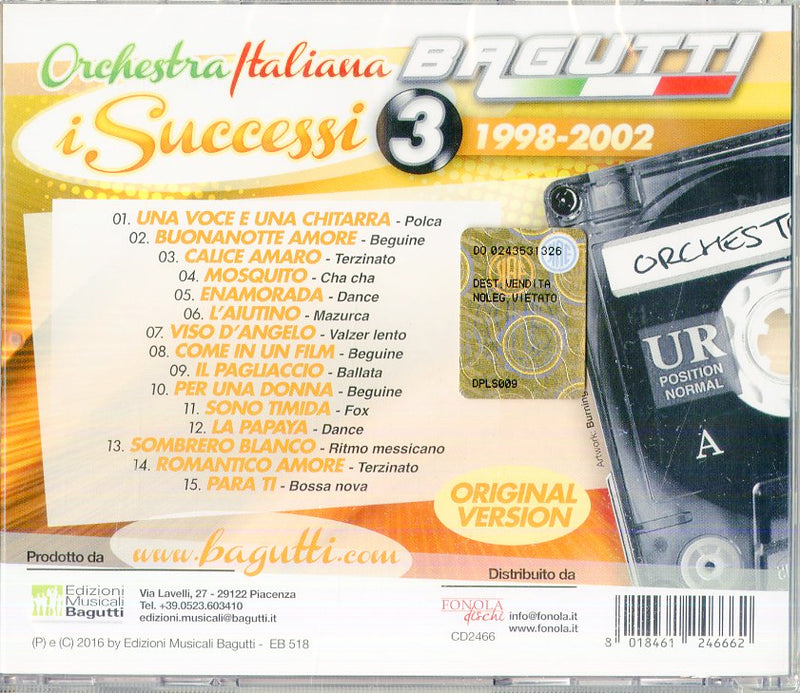 Orchestra Bagutti - I Successi Vol.3 1998-2002 Cd 8018461246662