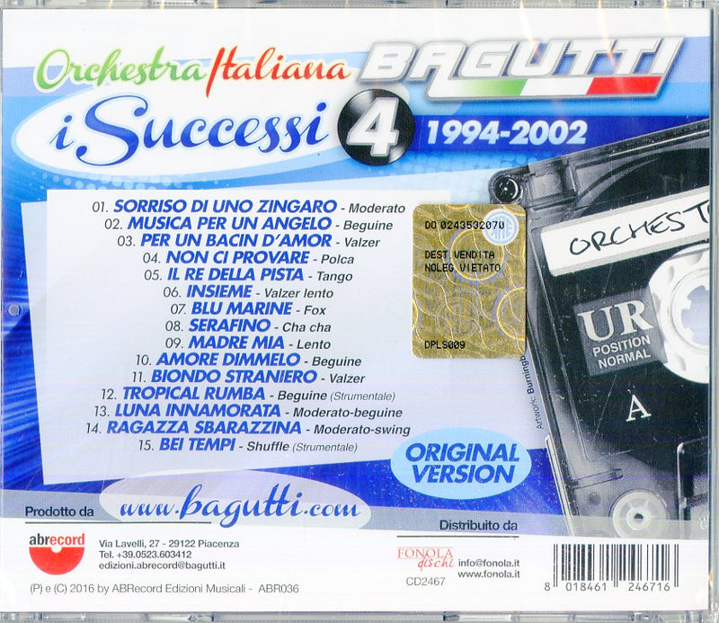 Orchestra Bagutti - I Successi Vol.4 1994-2002 CD 8018461246716