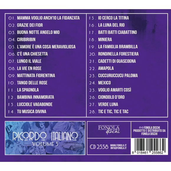 Compilation - Ricordo Italiano Vol.3 28 Successi Degli Anni 30' 40' 50' Cd 8018461255862