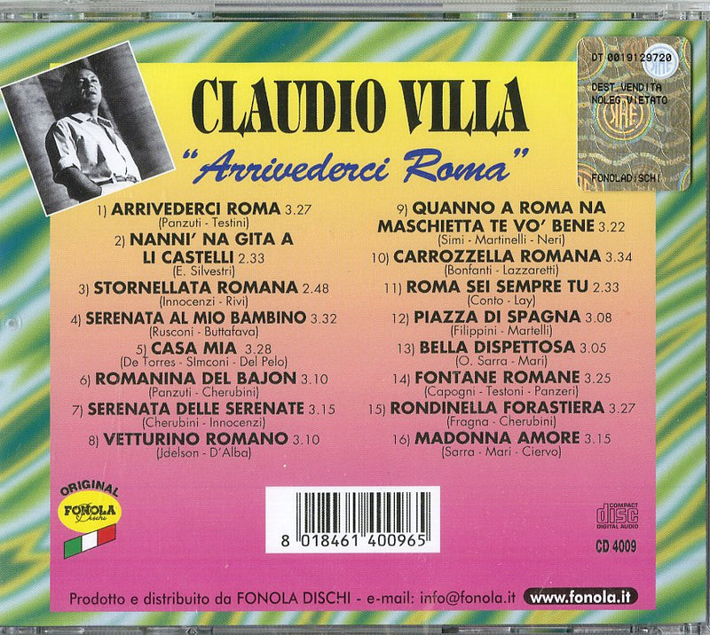 Villa Claudio - Arrivederci Roma Cd 8018461400965