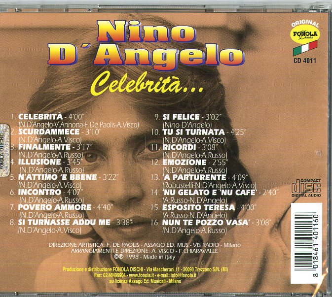 D'Angelo Nino - Celebrita' CD 8018461401160