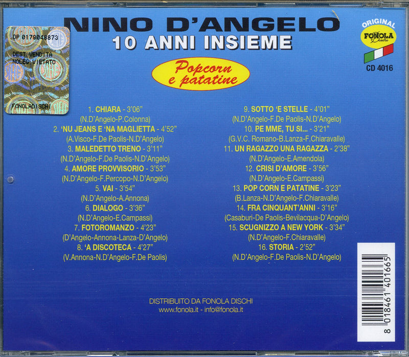 D'Angelo Nino - 10 Anni Insieme - Popcorn E Patatine CD 8018461401665