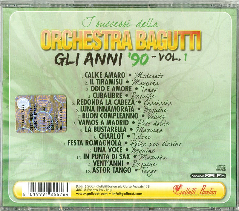 Orchestra Bagutti - Successi Anni'90 Vol.1 Cd 8019991866764