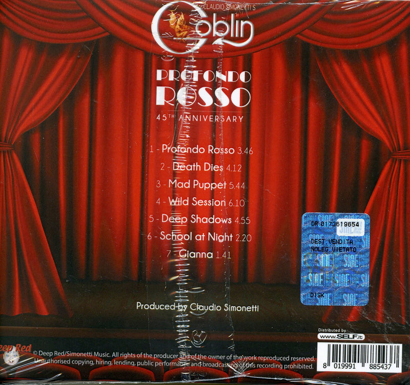 Simonetti'S Goblin Claudio - Profondo Rosso (45Th Anniversary 1975 - 2020) (Copertina Nobilitata) CD 8019991885437