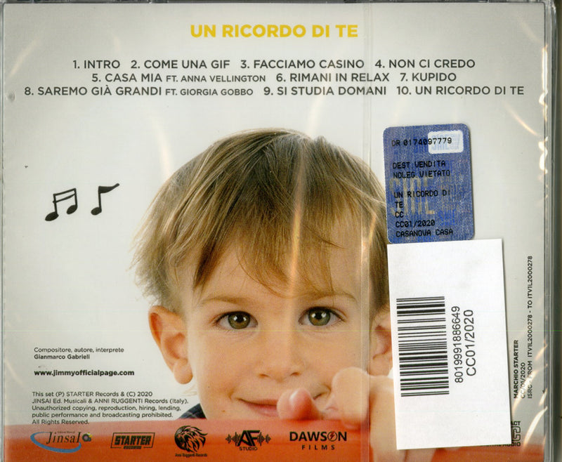 Jimmy - Un Ricordo Di Te Cd 8019991886649