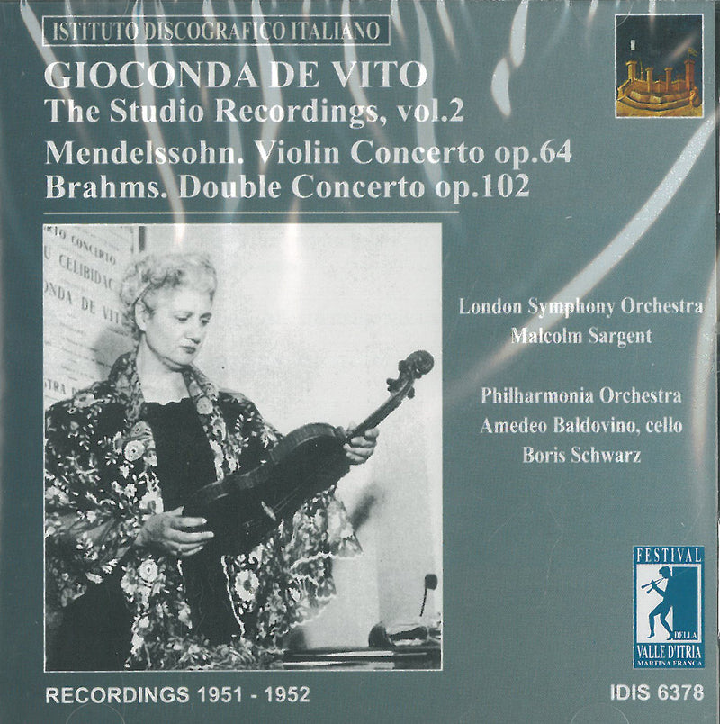 De Vito Gioconda - The Studio Recordings Vol 2 Cd 8021945000797