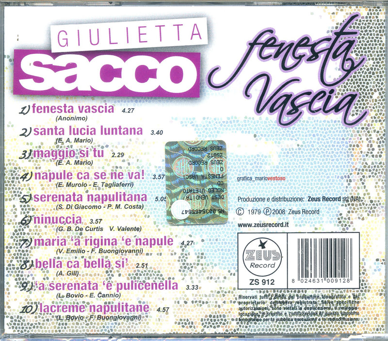 Sacco Giulietta - Fenesta Vascio Cd 8024631009128