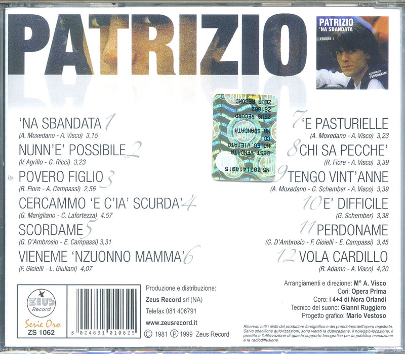 Patrizio - 'Na Sbandata Cd 8024631010629